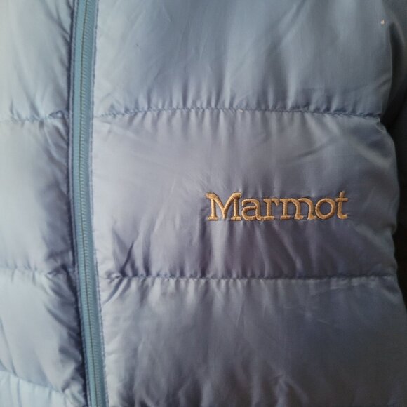 Marmot Mens Blue Insulated Puffer Jacket L 800 Fill Down Polyester Warm Winter C - Picture 7 of 9